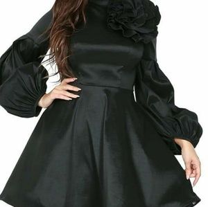 Black Rosette Dress ~ The Little Black Dress